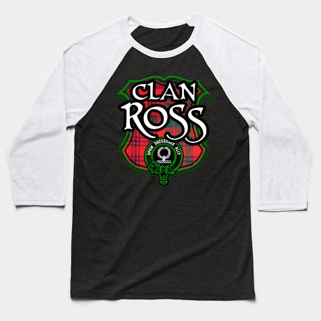 Clan Ross Surname Scottish Clan Tartan Crest Badge Baseball T-Shirt by Celtic Folk